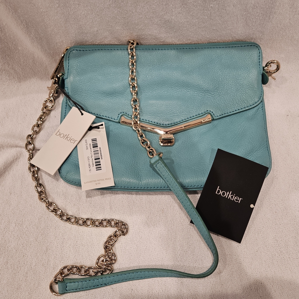 NEW BOTKIER Valentina Mini Convertible Cross-Body Clutch Bag Sea Glass